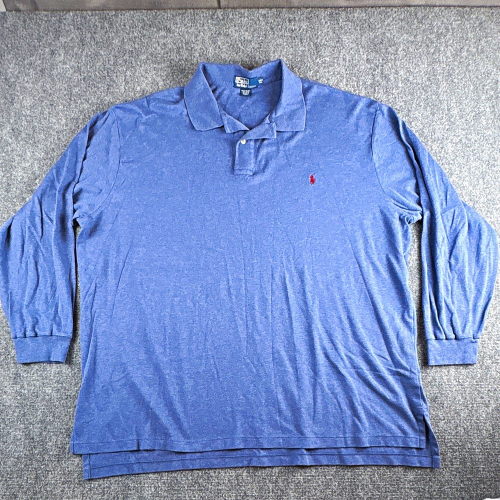 Polo Ralph Lauren Men's Long Sleeve Polo Shirt 3XLT Blue Heathered 3XL Tall
